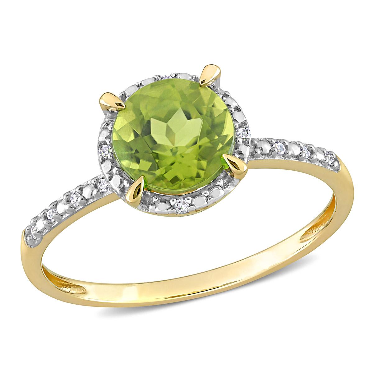 Gemstone Classics™ 10kt. Yellow Gold Peridot Halo Ring