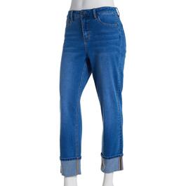 Womens Bleu Denim 4.5in. Roll Cuff Denim Jeans