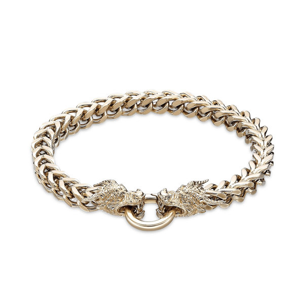 Mens Lynx Gold-Tone Ion Plated Stainless Steel Dragon Bracelet - image 