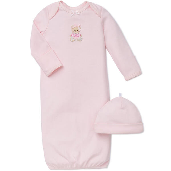 Baby Girl &#40;NB-3M&#41; Little Me Sweet Bear Sleeper Gown & Hat - image 