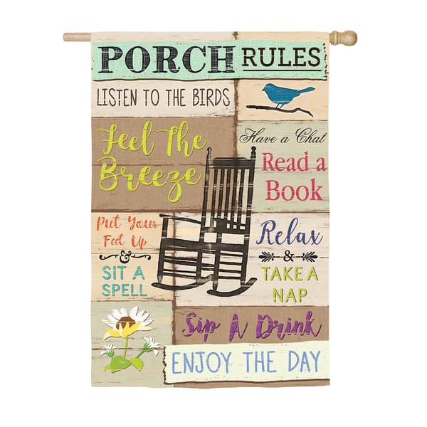Evergreen Porch Rules Garden Flag - image 