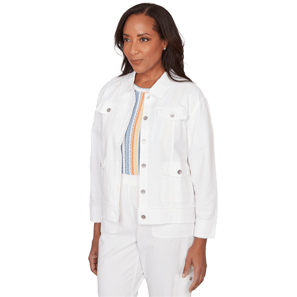 Petite Alfred Dunner Out Of The Blue Button Front Denim Jacket