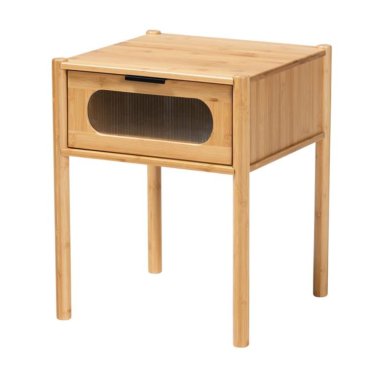 Baxton Studio Naresh Brown Bamboo Wood 1-Drawer End Table