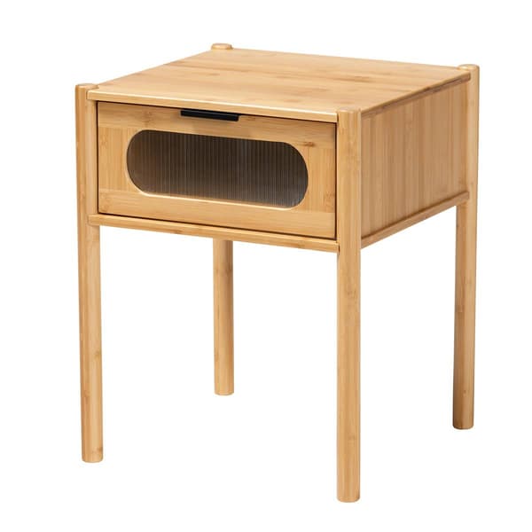 Baxton Studio Naresh Brown Bamboo Wood 1-Drawer End Table - image 