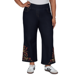 Plus Size Ruby Rd. English Countryside Embroidered Hem Jeans