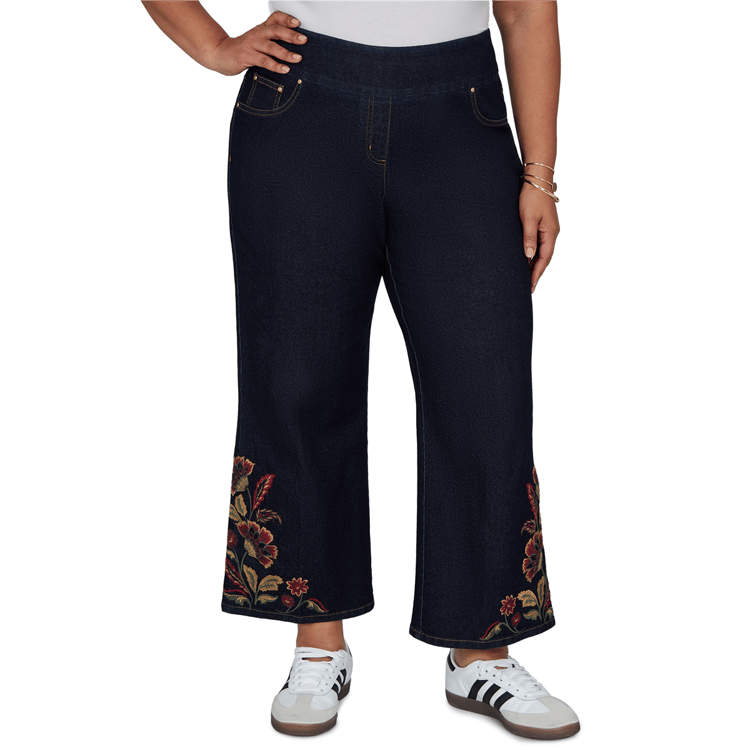 Plus Size Ruby Rd. English Countryside Embroidered Hem Jeans
