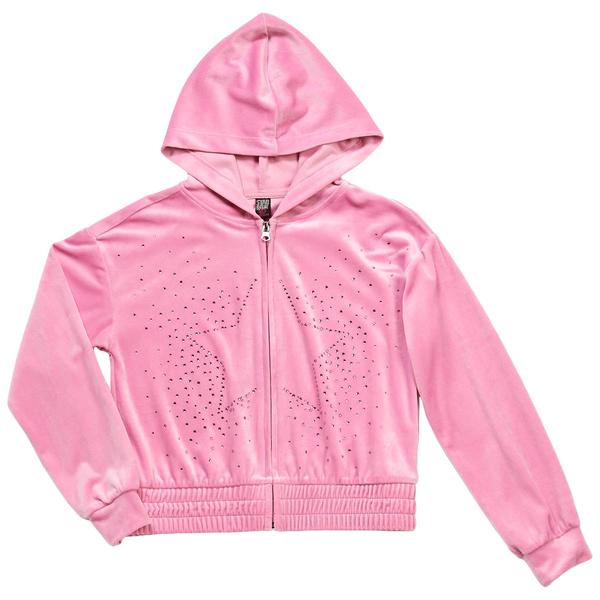 Girls (7-16) Star Ride(R) Rhinestone Star Velour Zip Up Jacket - image 