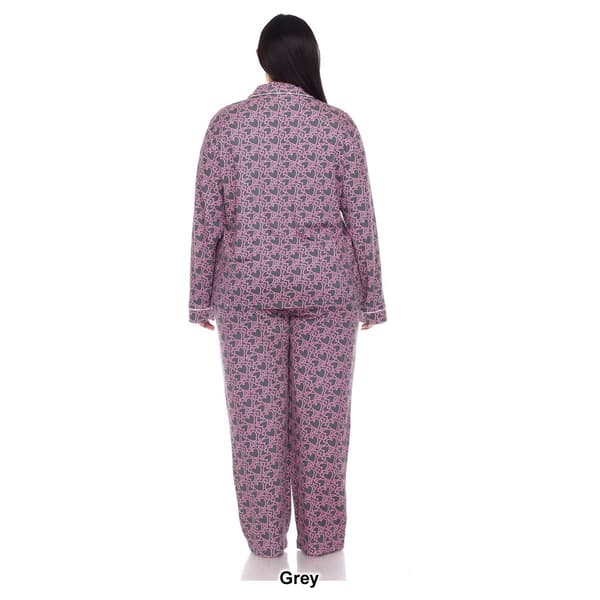 Plus Size White Mark Long Sleeve Heart Print Pajama Set