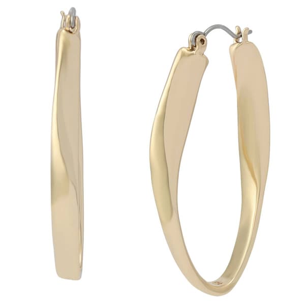 Steve Madden Gold Sculpted Oval Hoop Earrings