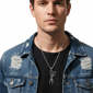 Mens Iron Saints Stainless Steel Rope Chain with Scissor Pendant - image 4