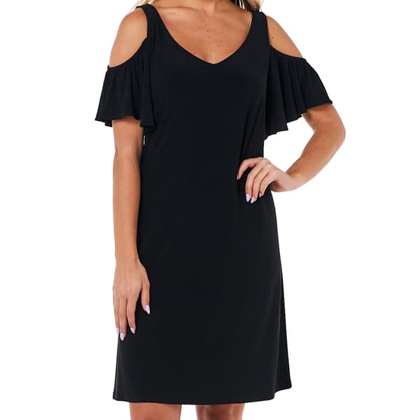 Petite MSK Cold Shoulder Solid Swing Shift Dress
