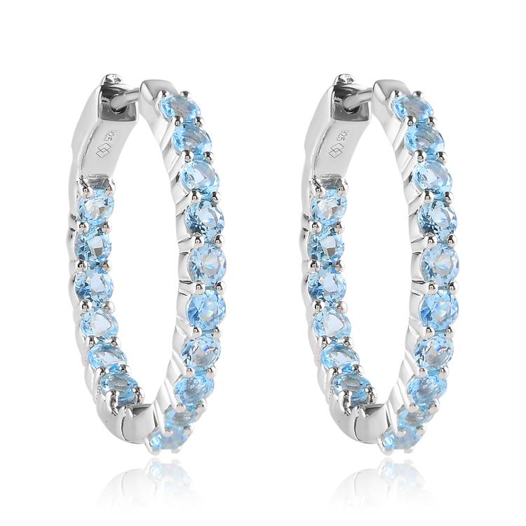 Gemstone Classics™ 3mm Aquamarine Inside-Out Hoop Earrings