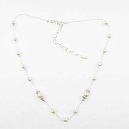 Rosa Rhinestones Pearl Illusion Necklace