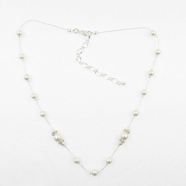 Rosa Rhinestones Pearl Illusion Necklace - image 