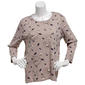 Plus Size Bonnie Evans 3/4 Sleeve Leaves And Birds Tee - image 1