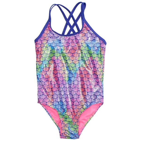 Girls &#40;4-6x&#41; Limited Too&#8482; Shell Foil Dots One Piece Swimsuit