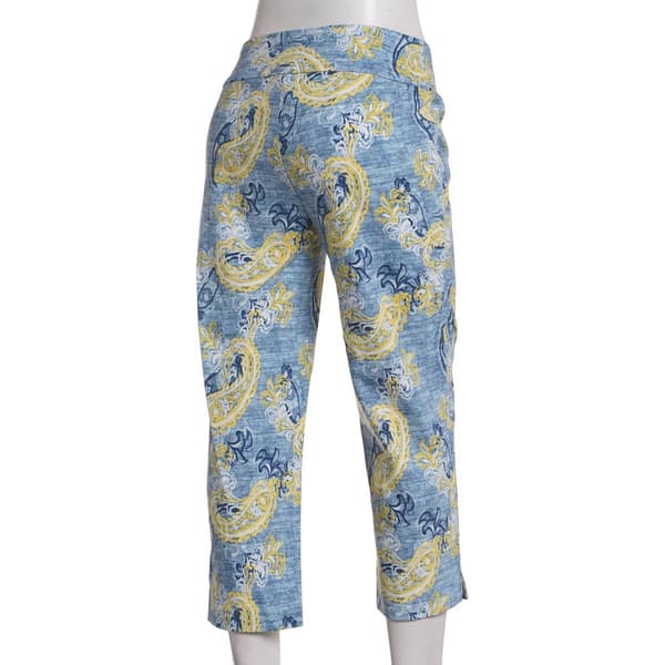 Womens Zac & Rachel Pull On Paisley Crop Casual Pants