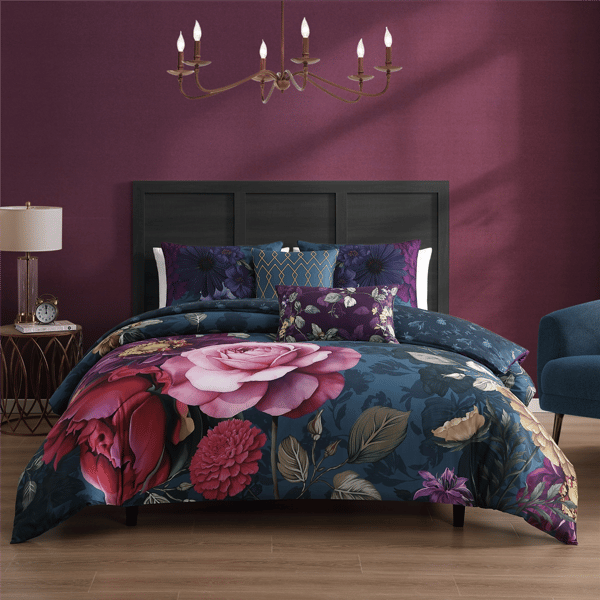 Bebejan Vibrant Flora 5pc. Reversible Comforter Set - image 
