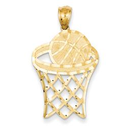 Unisex Gold Classics(tm) 14kt. Basketball in Hoop Pendant