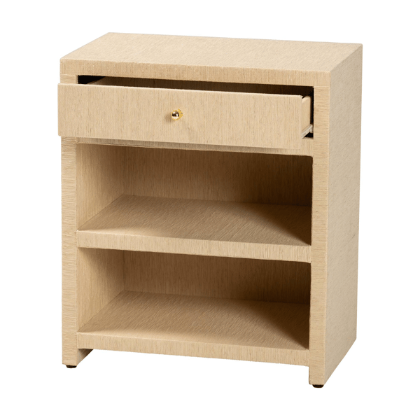 bali & pari William Grasscloth 1-Drawer Nightstand with Shelves
