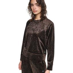 Womens DKNY Sport Print Velour Raglan Pullover With Metallic Lur