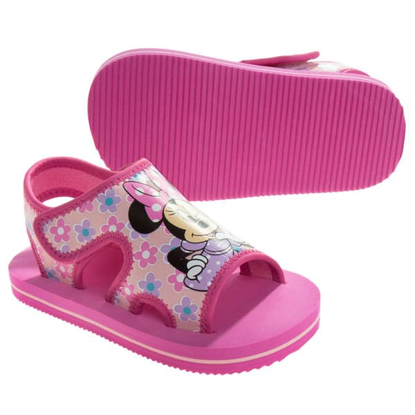 Little Girls Disney Minnie Mouse Hook and Loop Sandals - image 