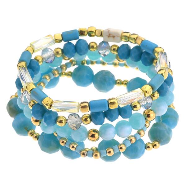 Ashley Cooper&#40;tm&#41; Gold-Tone & Turquoise Stretch Bracelet Set - image 