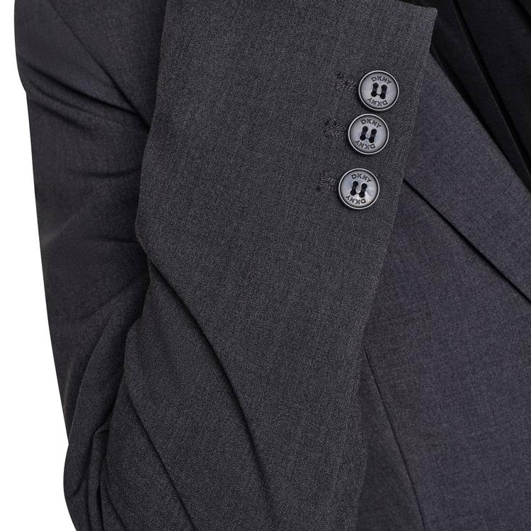 Womens DKNY Long Sleeve One Button Notched Blazer - Charcoal
