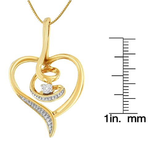 Espira 10kt. Gold Round Cut Diamond Swirl Heart Necklace