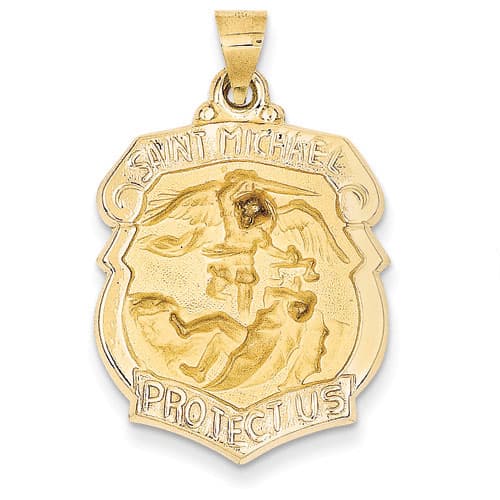 Gold Classics(tm) 14kt. Polished & Satin St. Michael Pendant - image 