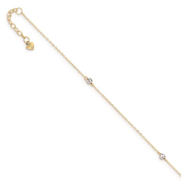 Gold Classics&#40;tm&#41; 14kt. Gold Two-Tone Mirror Bead 9in. Anklet - image 