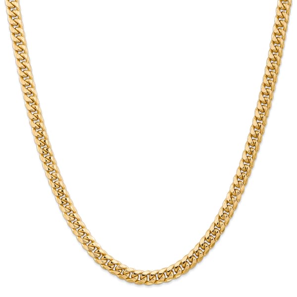 Mens Gold Classics&#8482; 6.75mm. Semi Solid Miami Cuban Chain Bracelet