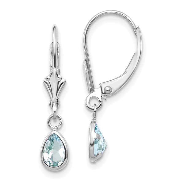 Gemstone Classics&#40;tm&#41; 14kt. Pear Aquamarine Dangle Earrings - image 