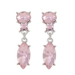 Roman Silver-Tone Pink Marquise Glass Drop Earrings