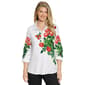 Womens Ali Miles 3/4 Cinch Sleeve Placed Floral Collared Blouse - image 1