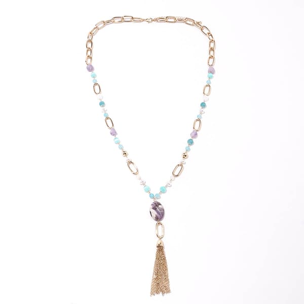 Ashley Cooper(tm) Purple Tone Tassel Pendant Necklace - image 