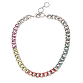 Steve Madden Multi Color Curb Chain Statement Collar Necklace