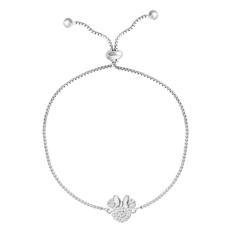 Disney Silver Plated Minnie Mouse CZ Lariat Bracelet