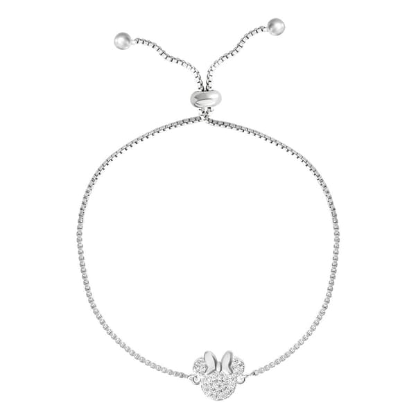 Disney Silver Plated Minnie Mouse CZ Lariat Bracelet - image 