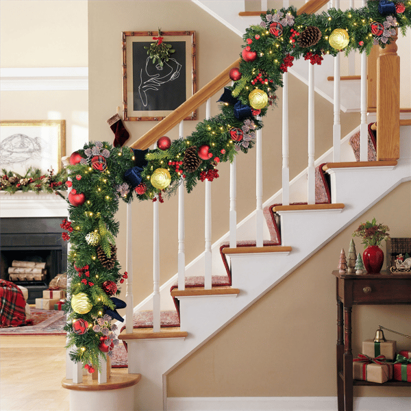 Puleo International 6ft. LED Ornaments & Pinecone Adorned Garland