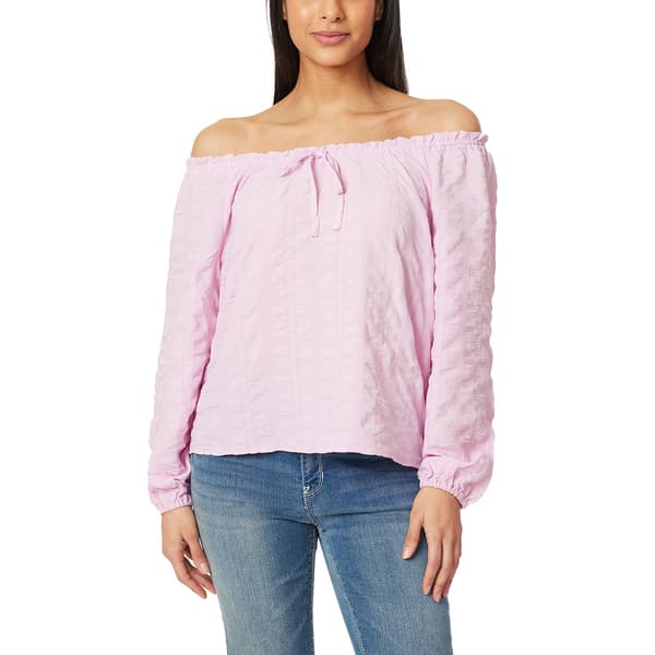 Juniors Wallflower Long Sleeve Off The Shoulder Peasant Top - image 