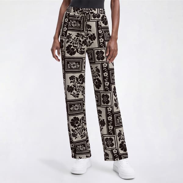 Womens Soho Apparel Floral Patchwork Wide Leg Pants