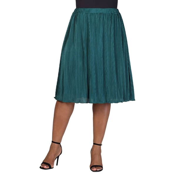 Plus Size 24/7 Comfort Apparel Elegant Accordion Party Midi Skirt