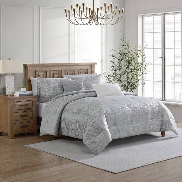 Tahari Home Lauren 5pc. Light Grey Jacquard Comforter Set
