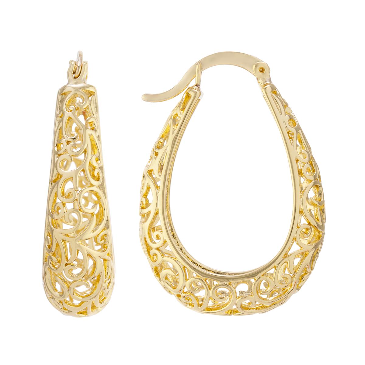 Athra 14kt. Gold Over Brass 30mm Click-Top Hoop Earrings