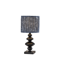 Adesso Samira Table Lamp with Soft Pleated Blue Fabric Shade