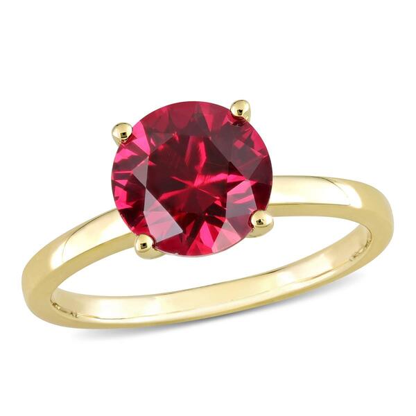 Gemstones Classics&#40;tm&#41; 10kt. Gold Lab Created Ruby Solitaire Ring - image 