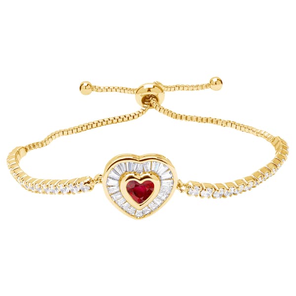 Gemstone by Gianni Argento Lab Ruby Heart Baguette Bracelet - image 
