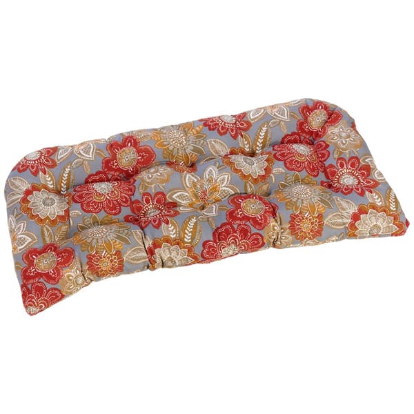 Jordan Manufacturing Floral Wicker Settee Cushion - Taupe - image 