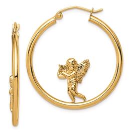 Womens Gold Classics&#40;tm&#41; 14k Angel Hoop Earrings